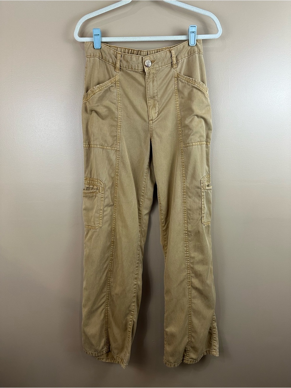 Maurices Cargo Pants Womens 8 Tan Khaki Lyocell Cotton Utility Straight Leg
